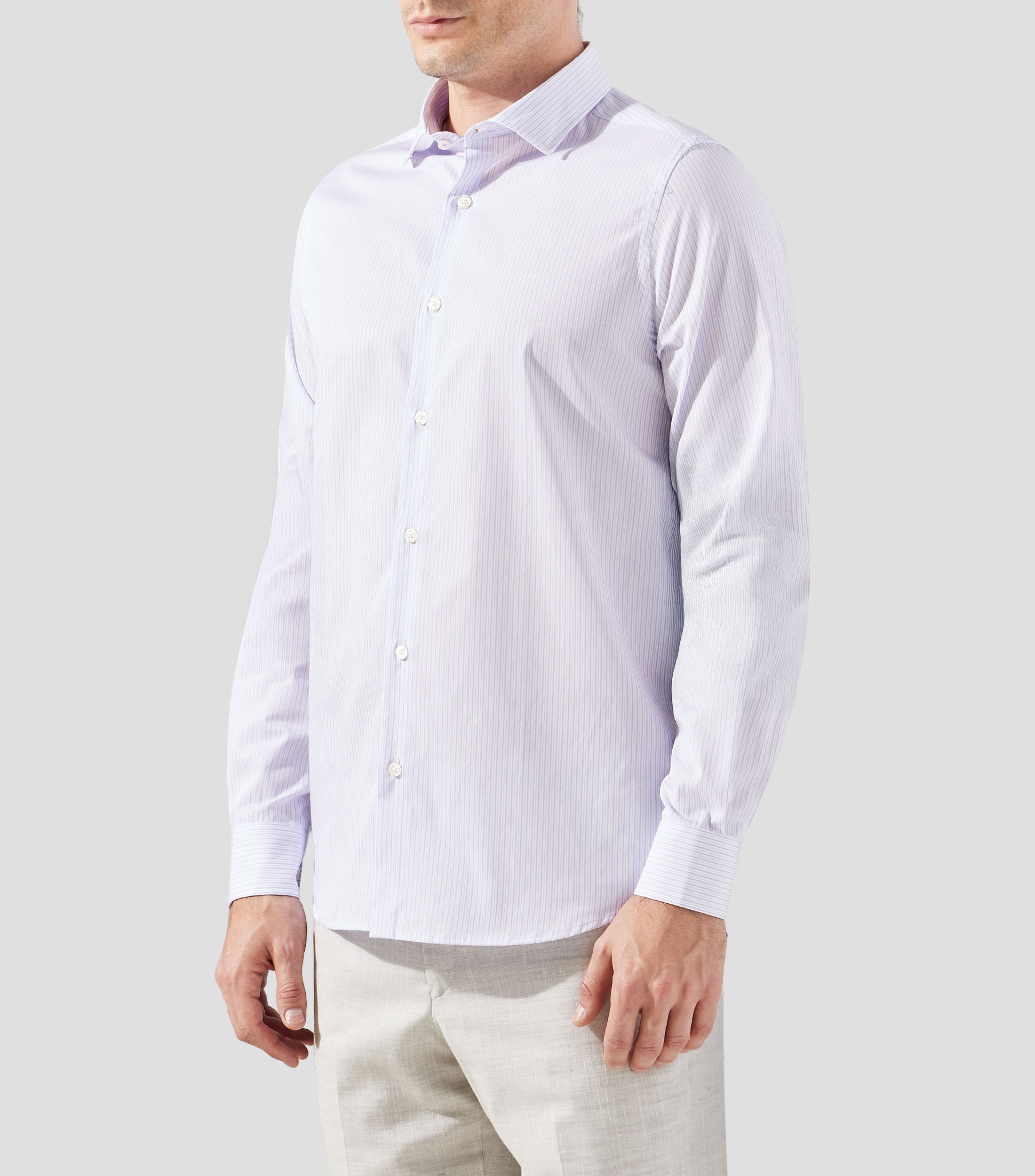 Camisa a rayas manga larga Hombre